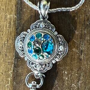 Beautiful Sparkly Blue and Clear Crystal Badge Holder